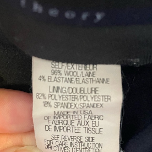 Theory testra 2B edition pants. Size 0. Color navy blue. EUC. - Picture 3 of 5
